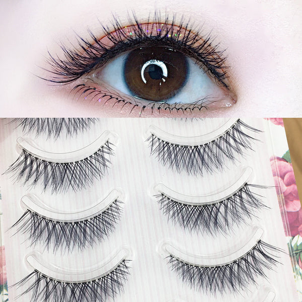 Soft false Eyelashes Natural Simulation Cross-sharpened Eyelashes Nude Makeup Transparent Stem Eyelashes Female