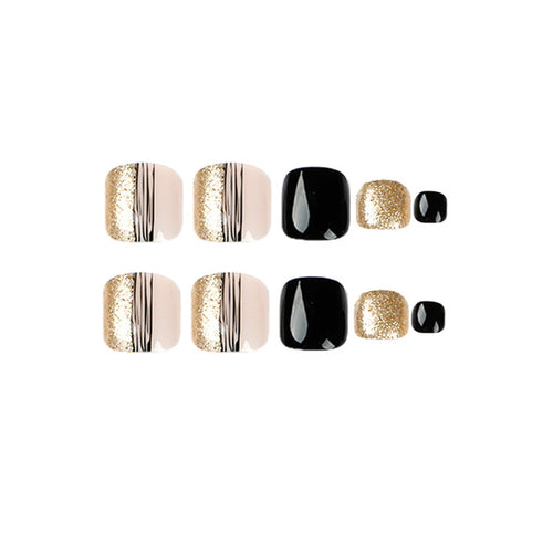 Women's Fashion Black Line Gold | Manicure Nails