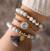 Geometric Creative Hollow Fringed Pine Stone Bracelet Four-piece