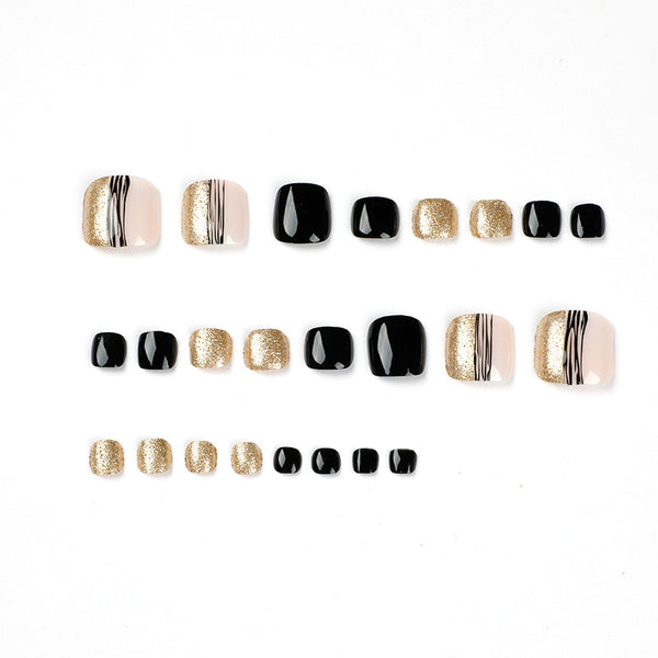 Women's Fashion Black Line Gold | Manicure Nails