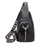 Deer Tassel Design Crossbody Bag Fashion Letter Embroidery Chest Bags For Women