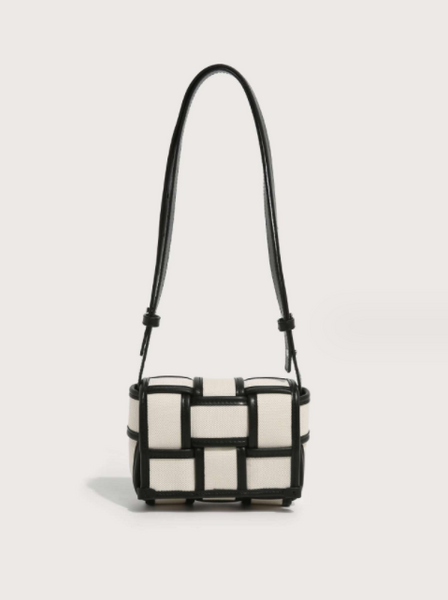 Black And White Contrasting Canvas Bag