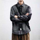 Men's Loose Versatile Contrast Color Coat Plaid Shirt