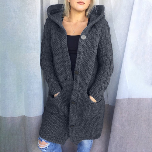 Winter New Women's Hooded | Slim Sweater Coat