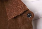 Men's Fashion Stitching Corduroy Long-sleeved Shirt