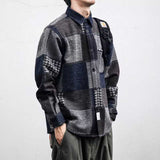 Men's Loose Versatile Contrast Color Coat Plaid Shirt